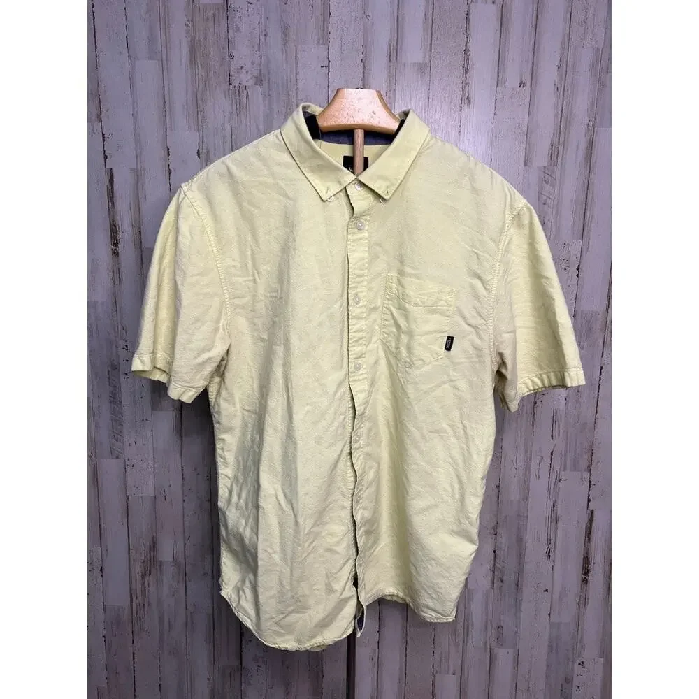 Vans Men's Short Sleeve Button-Up‎ Shirt Yellow Size Large Casual